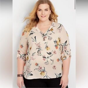 Maurice's BNWT Floral Double Button Blouse